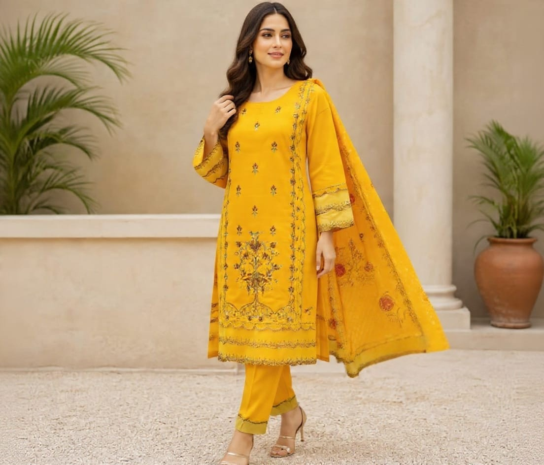Embroidered 3-Piece khaadi Suit