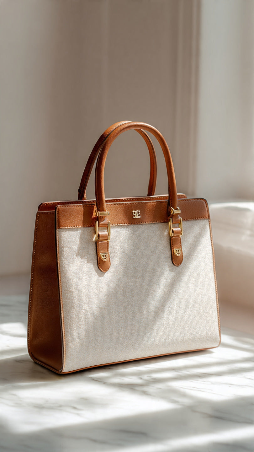 Pink leather handbag