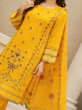 Sunflower Grace Embroidered 3-Piece Suit