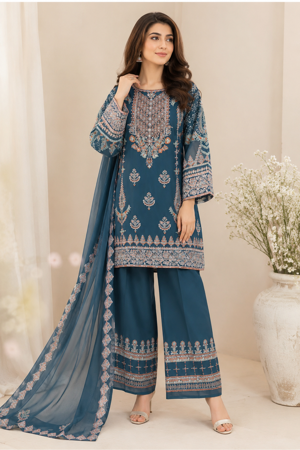 3 piece Lahorish embroidery Dress