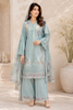 Sky Bloom – Premium Cotton Embroidered 3-Piece Suit