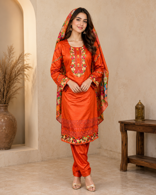 Embroidered 3-Piece khaadi Suit